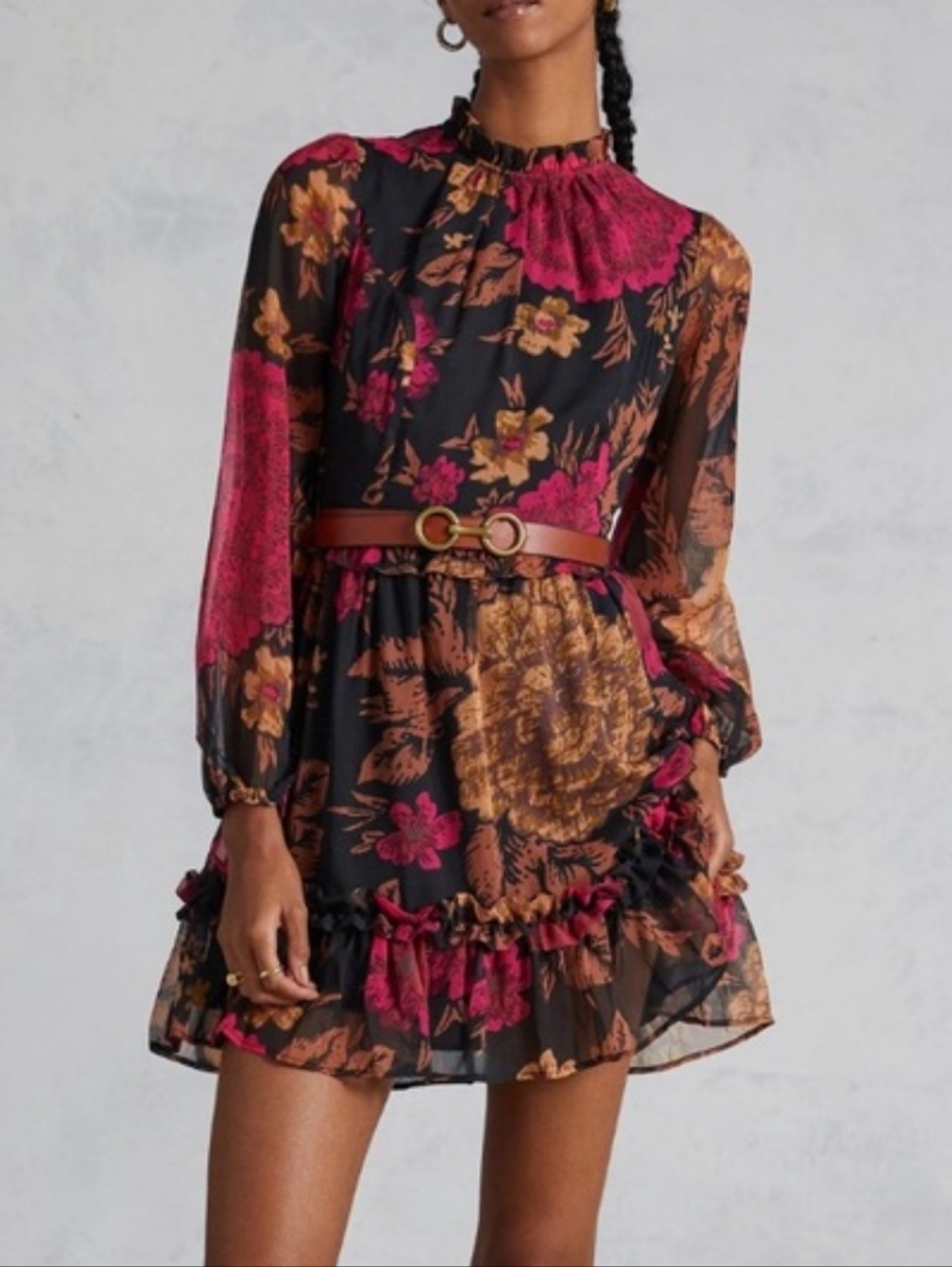 Anthropologie Porridge Dress Antique Floral Puff Sleeve Women's Size L